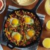 Enjoy a relaxing brunch after the holidays with a simple one skillet meal, and boost your leftover turkey with corn, sweet potatoes and eggs.