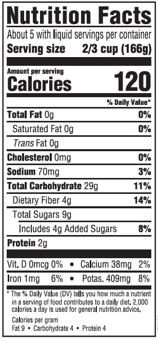 Princella Cut Sweet Potatoes Nutrition Label